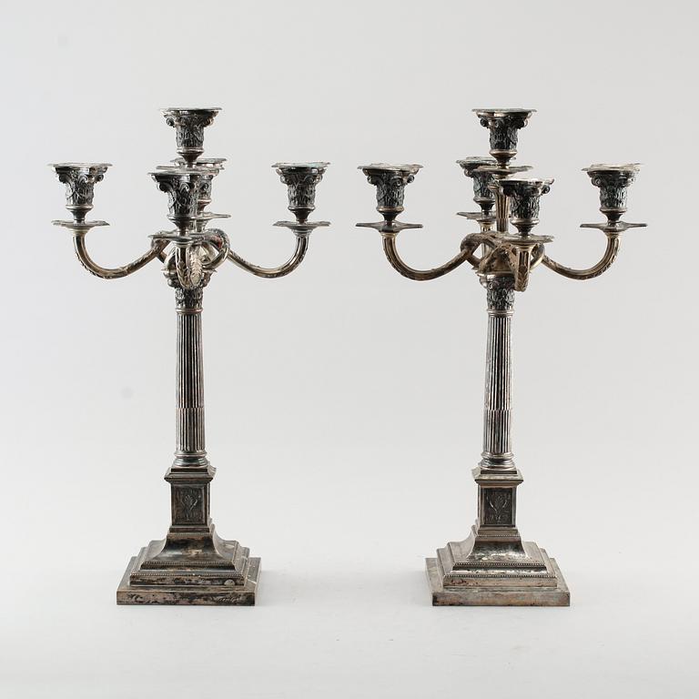 KANDELABRAR, 1 par, silver, K Andersson, Stockholm 1900. Vikt ca 3290 g.