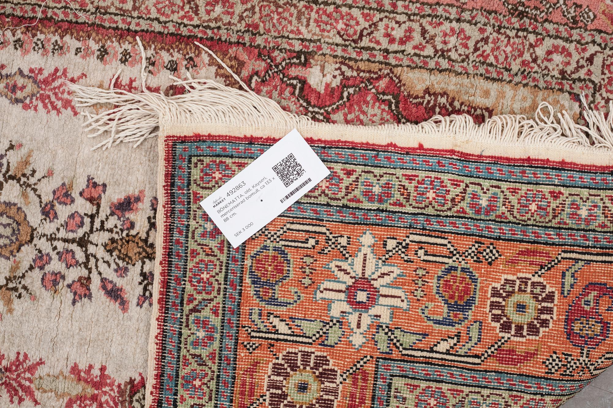 BÖNEMATTA, old, Turkiet, sannolikt Kayseri, ca 133 x 88 cm.