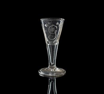 1308. A Swedish wine goblet, 18th Century.