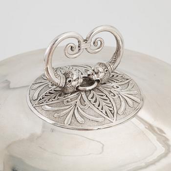 A French empire silver bowl with handle and lid, Paris 1809-19.