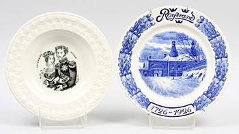 TALLRIKAR, 4 st. Flintgods. Bl a Gustafsberg.