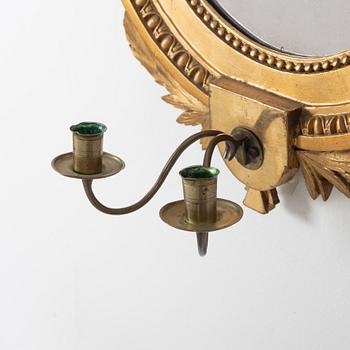 A Gustavian gilt mirror wall sconce, late 20th Century.