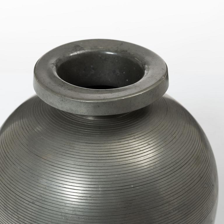 Sylvia Stave,  a pewter vase model '5496', C.G. Hallberg, Stockholm, 1934.