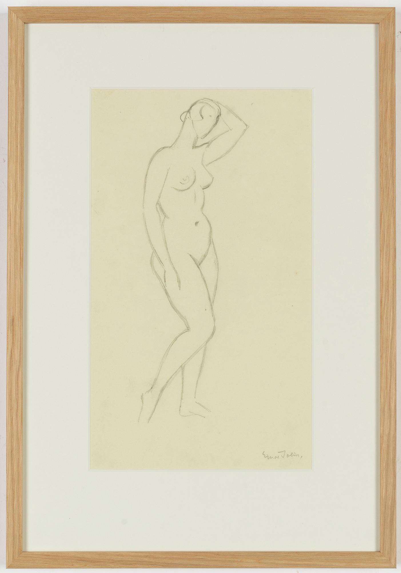 Einar Jolin, pencil drawing, signed Einar Jolin.