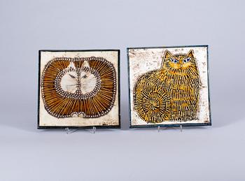 VÄGGPLATTOR, 2 st, Lisa Larson, Gustavsberg.