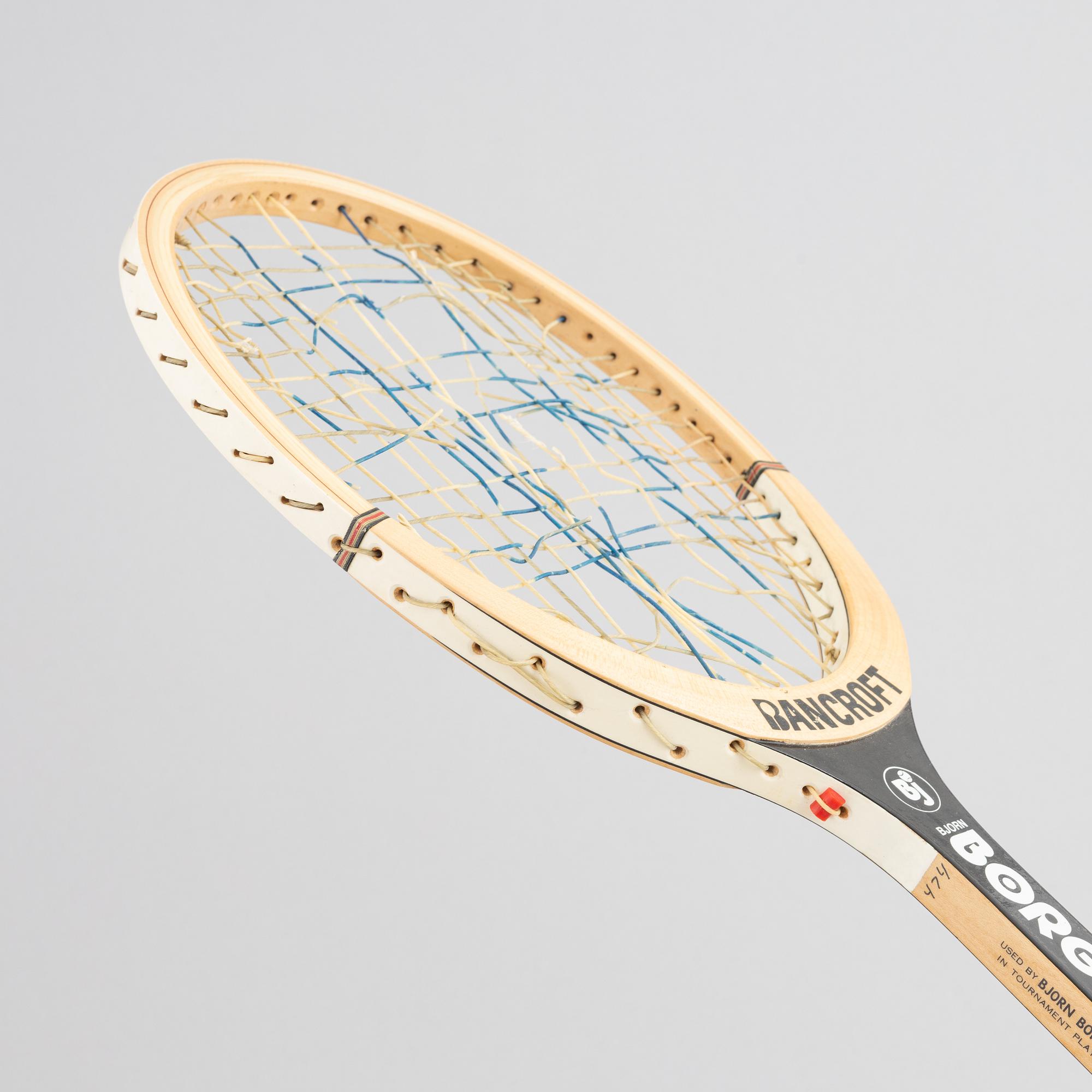 Tennis racket, wood, Bancroft, "Borg Personal". Specially made for Björn Borg. Signed by Björn Borg.