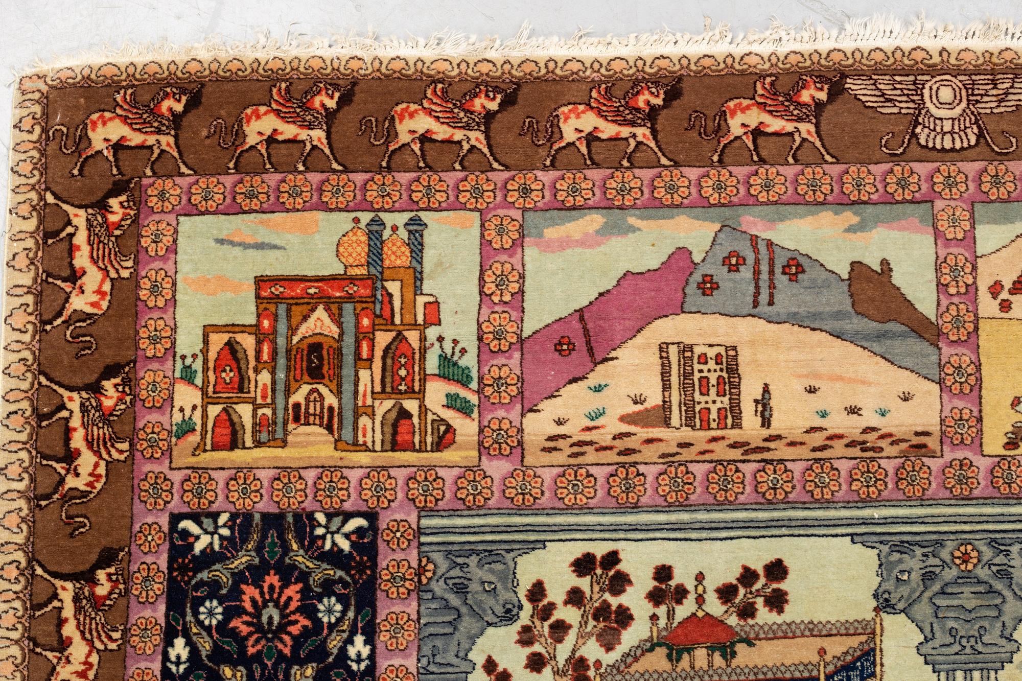 Matto, semi-antique Tabriz, "The four seasons", ca 261 x 175 cm.