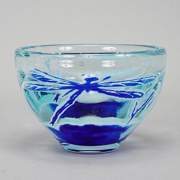 Astrid Gate, skål, glas, "Trollslända", Johansfors, Limited Edition, nr 62/299.