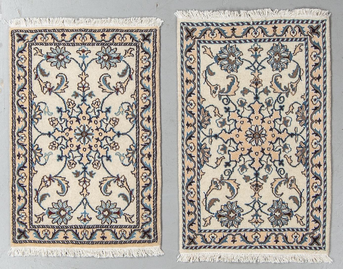 Mattor 2 st, Nain, part silk, ca 90 x 64 cm.