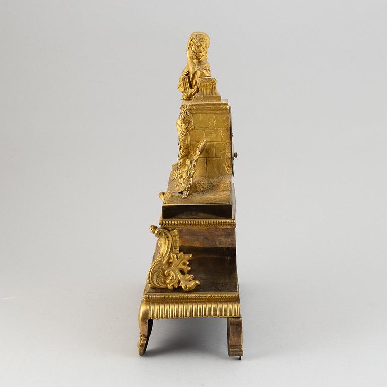 A rococo style brass mantle clock, second half of the 19th Century.