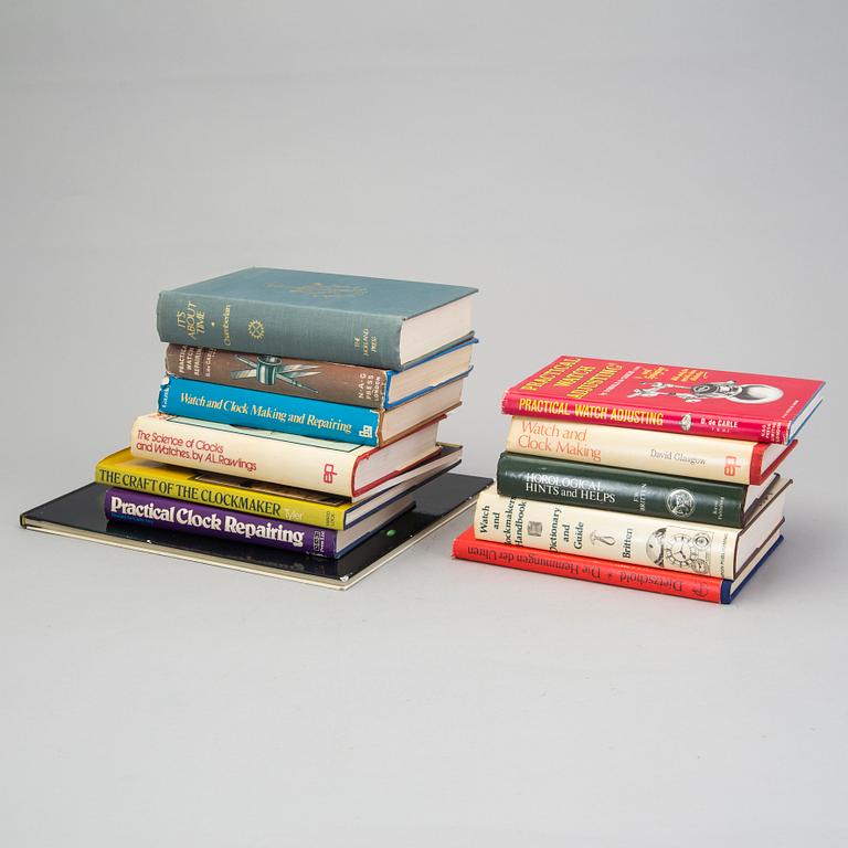 a set of fiftheen  books about clocks.