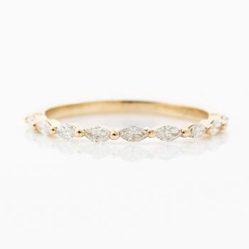 14K gold ring with marquise-cut diamonds.