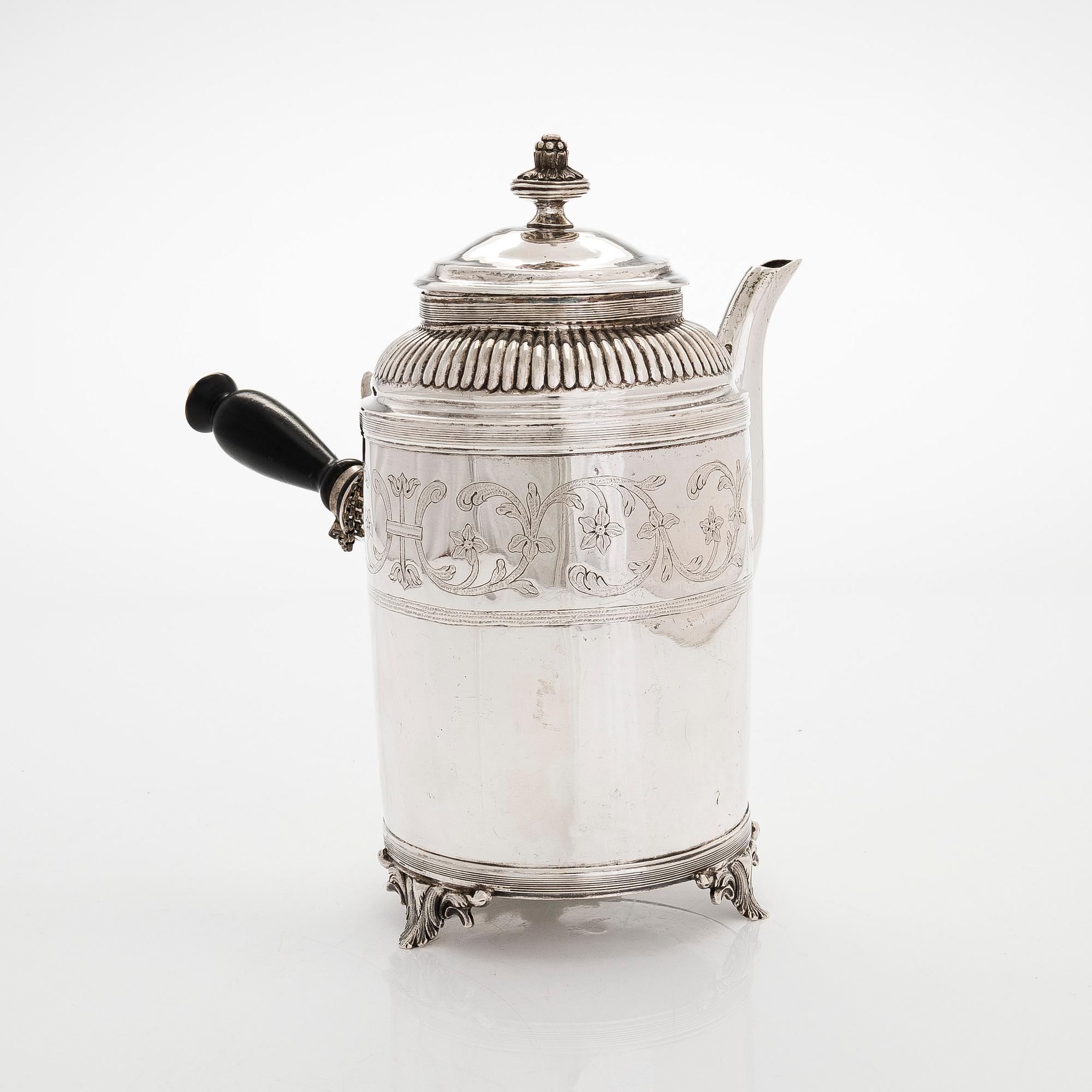 A Gustavian silver coffee pot, maker's mark of J. Henrik Frodell, Stockholm 1797.