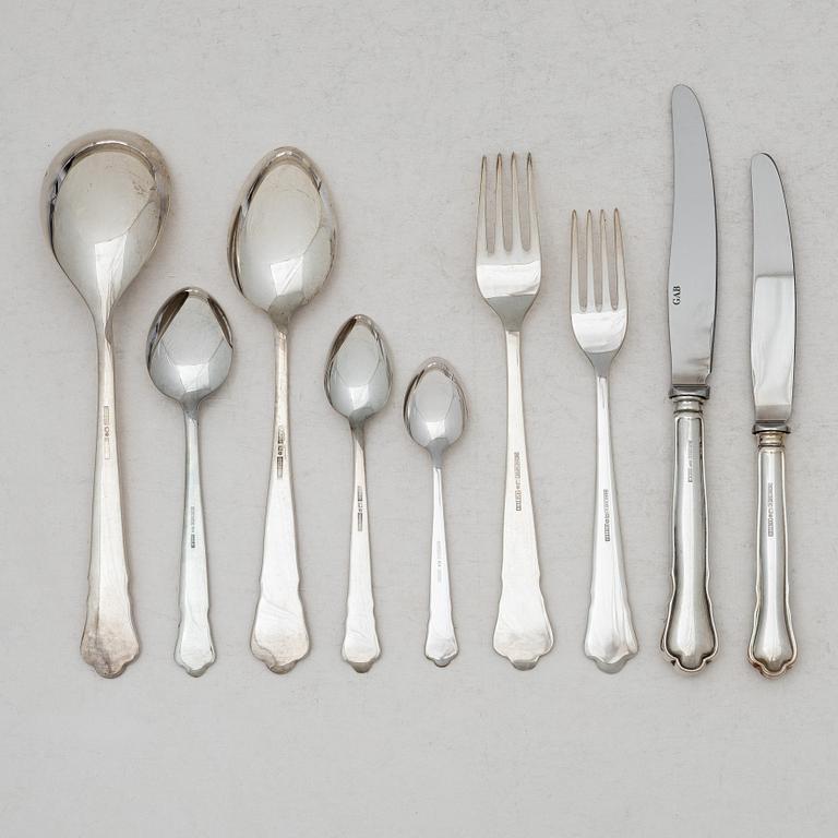 A Swedish silver cutlery set, 'Chippendale' pattern, Mema, GAB, some with year mark Eskilstuna 2010 ( 72 pieces).