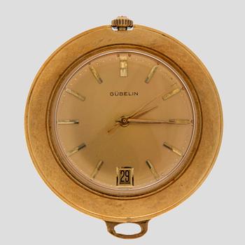 A Gübelin 18K gold pocket watch with chain and chatelaine, 40 mm.