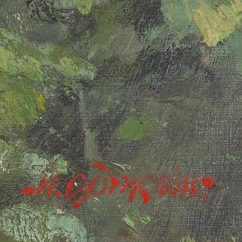 Nils Björkqvist, European pied flycatcher in greenery.