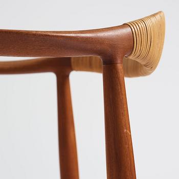 Hans J. Wegner, a pair of teak and rattan 'The Chair', JH-503, Johannes Hansen, Denmark 1950s.