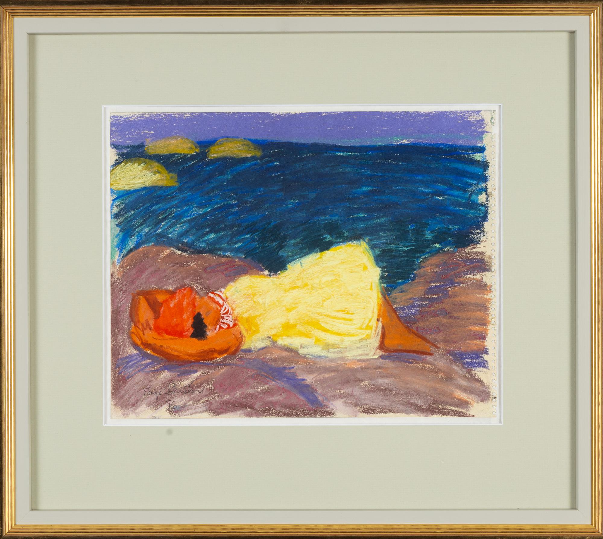 Inge Schiöler, pastell på papper, signerad and dated -56.