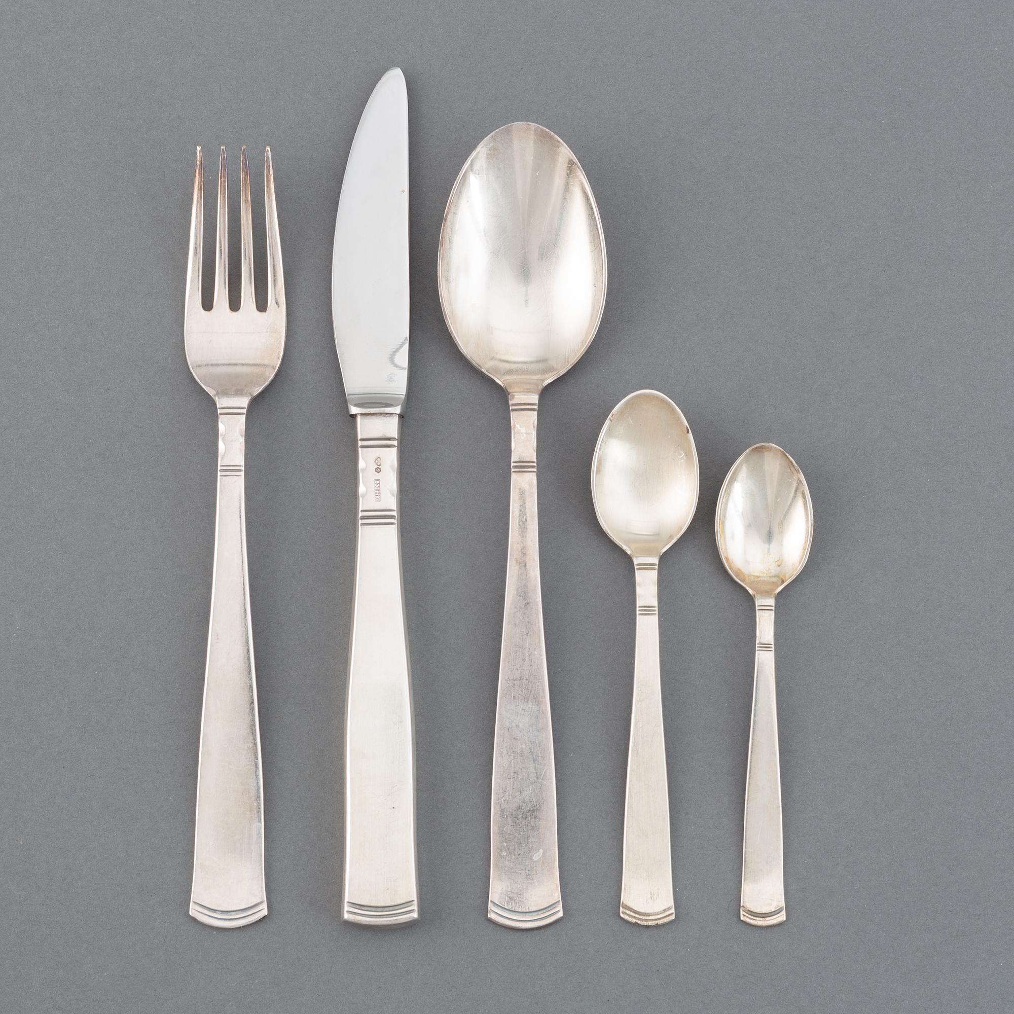 Jacob Ängman, a part 'Rosenholm' silver cutlery, Gab, third quatyer of the 20th century (114 pieces).