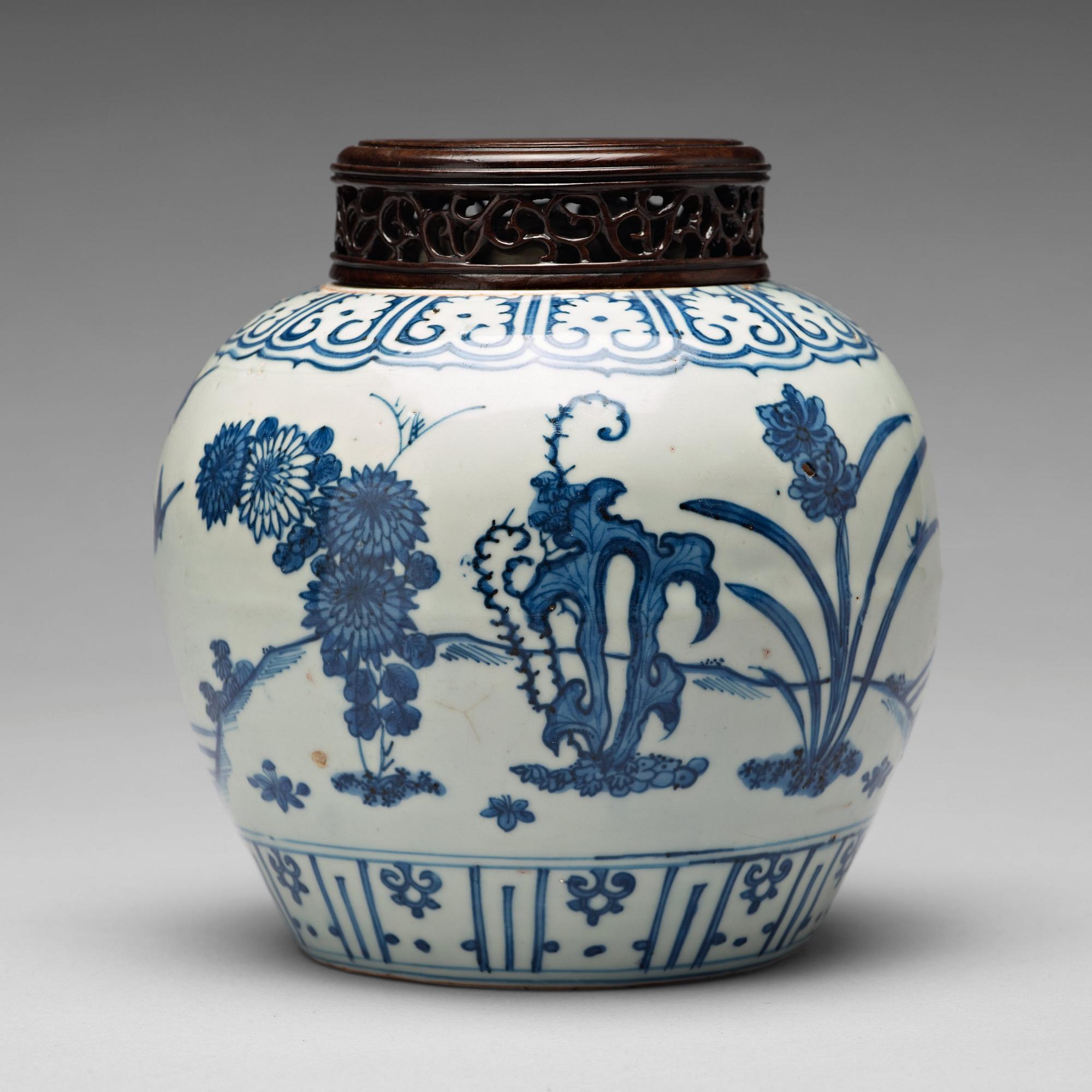 A blue and white jar, Ming dynasty (1368-1664).