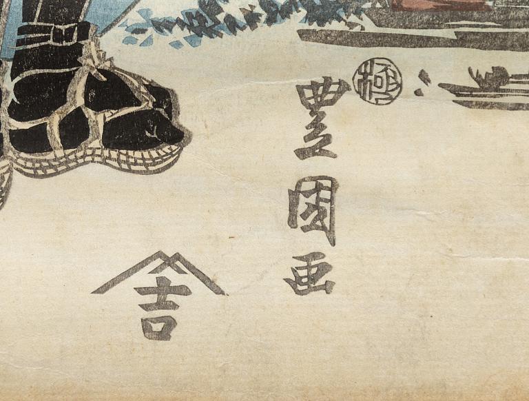 Utagawa Kunisada, 'Ghost', 'Warrior' and Yoshitaki 'Kabuki actor'.