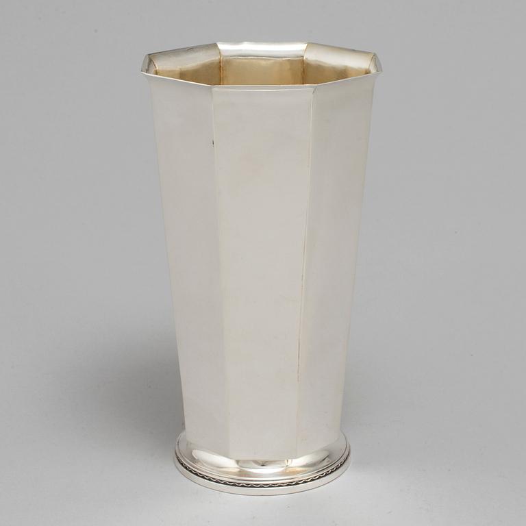 A parcel gilt sterling silver vase by Atelier Borgila, Stockholm 1950.