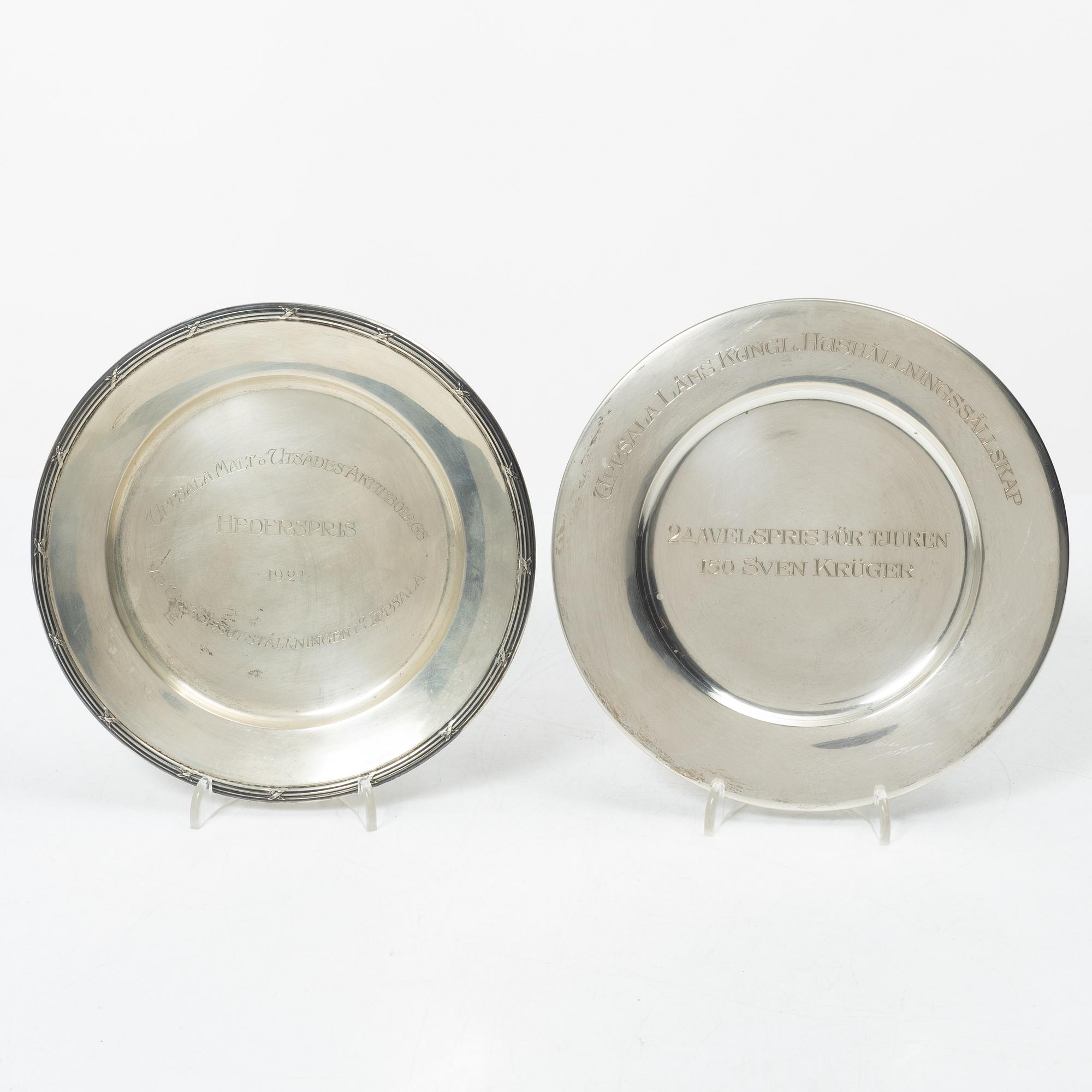 Ten Swedish silver dishes, including mark of KG Markström, Uppsala 1916.