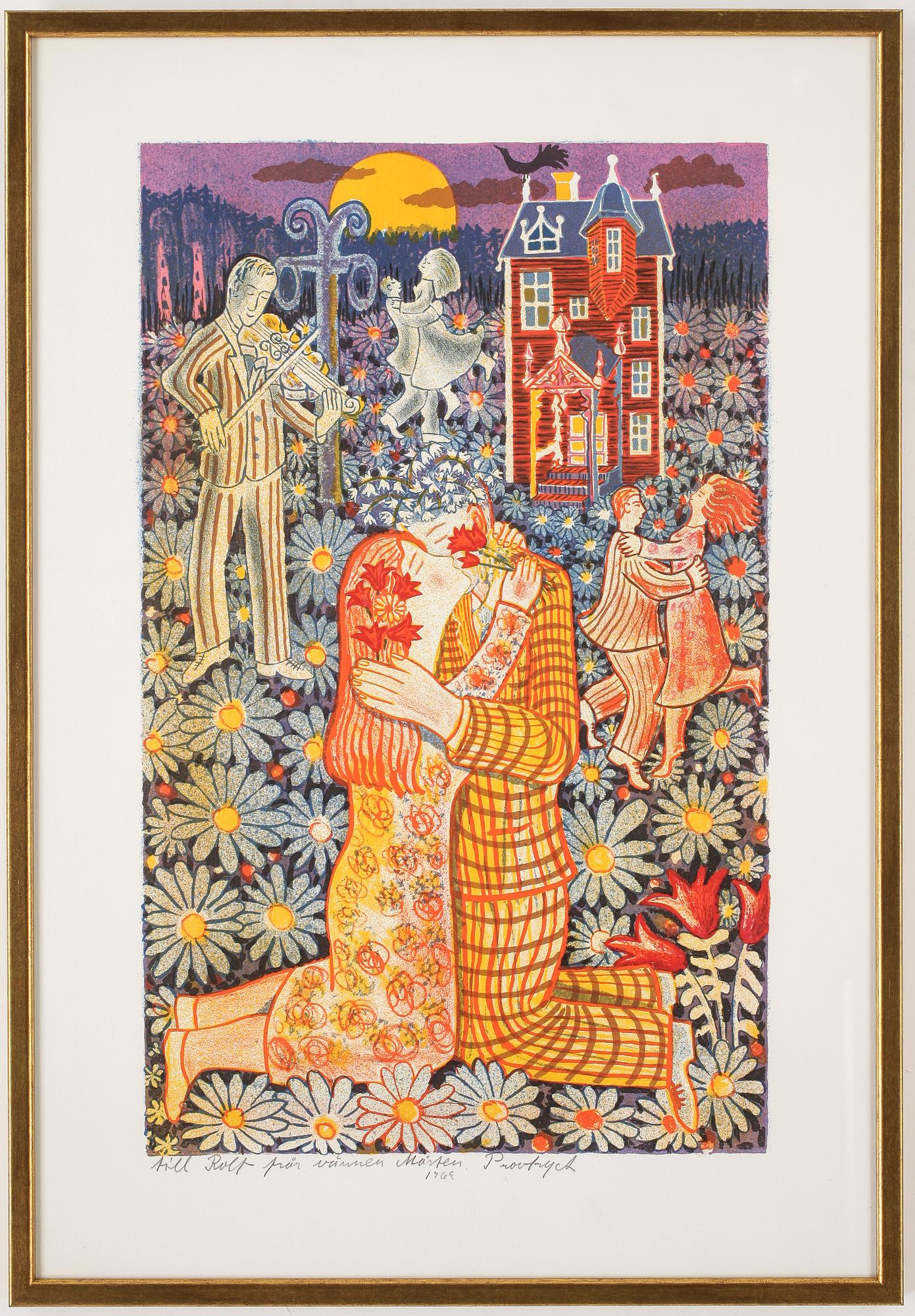 MÅRTEN ANDERSSON, färglitografi, provtryck, 1963, signerad.