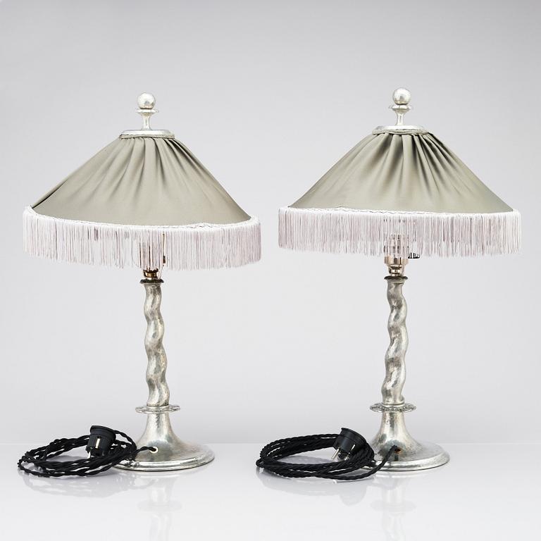 Harald Notini, a pair of table lamps, model "6891", Arvid Böhlmarks Lampfabrik, 1920s.