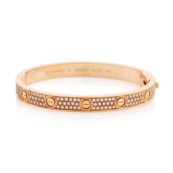A Cartier bracelet "Love" in 18K rose gold set with round brilliant-cut diamonds.