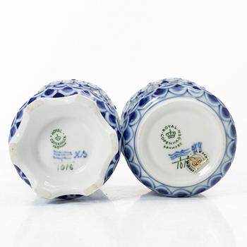 Royal Copenhagen, ten pieces of 'Blue fluted', half lace and full lace porcelain, Denmark, 1961-73.