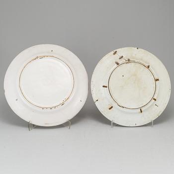 Two Swedish faience dishes, unmarked, 18th Century.