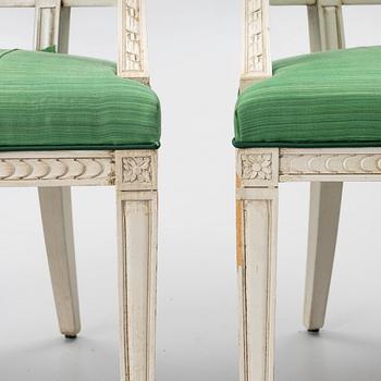 A pair of late Gustavian style armchairs, late 20th Century.