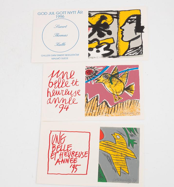 Beverloo Corneille, "Trois images d'un été", portfolio and ten Christmas/New Year's silkscreen cards.