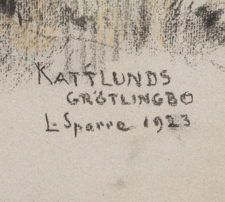 LOUIS SPARRE, pastell, signerad, märkt Kattlunds Grötlingbo, och daterad 1923.