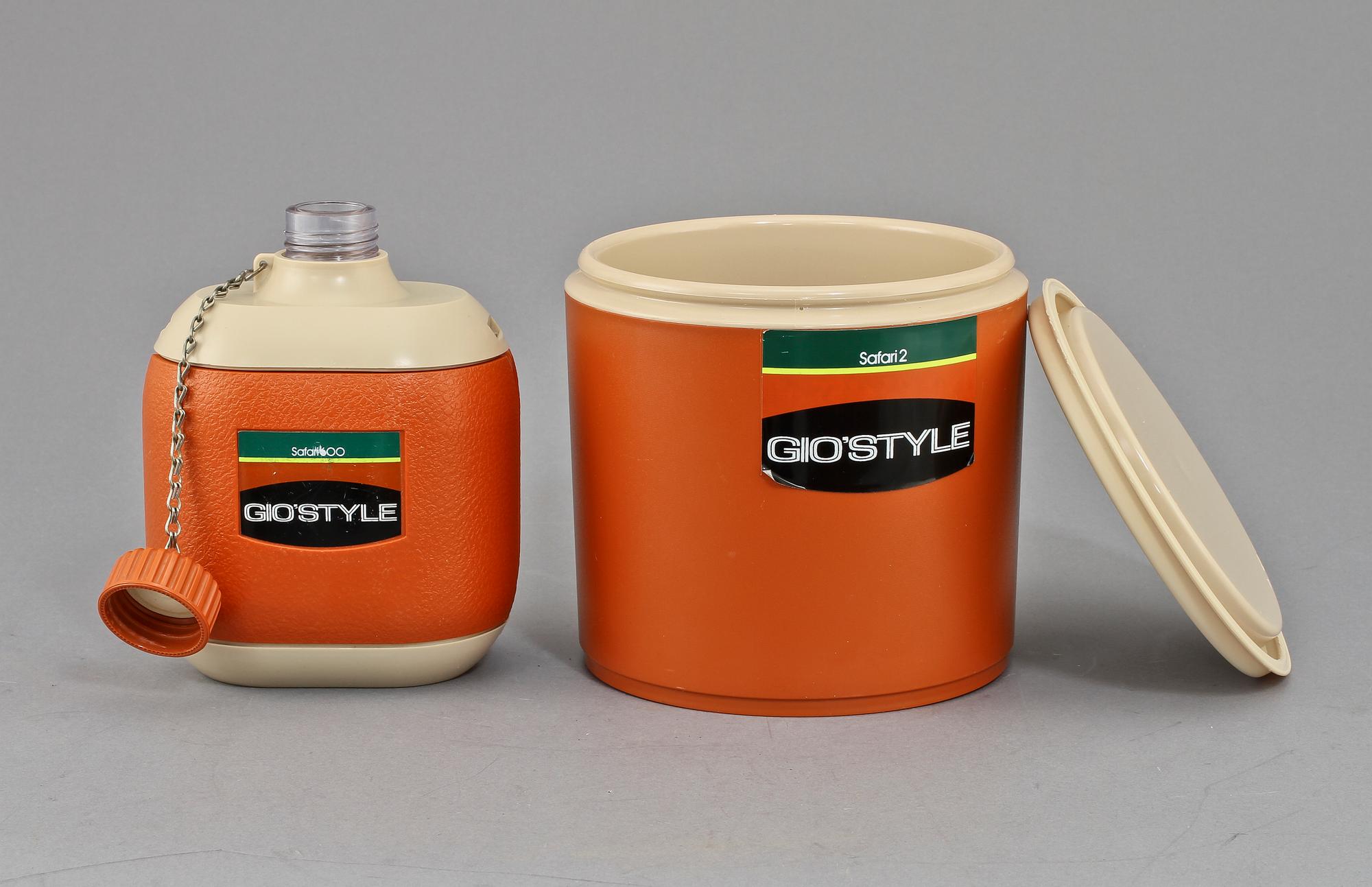 FÄLTFLASKA samt BURK MED LOCK, "Safari", Gio´style, Quattroelle, Italien, 1970/1980-tal.