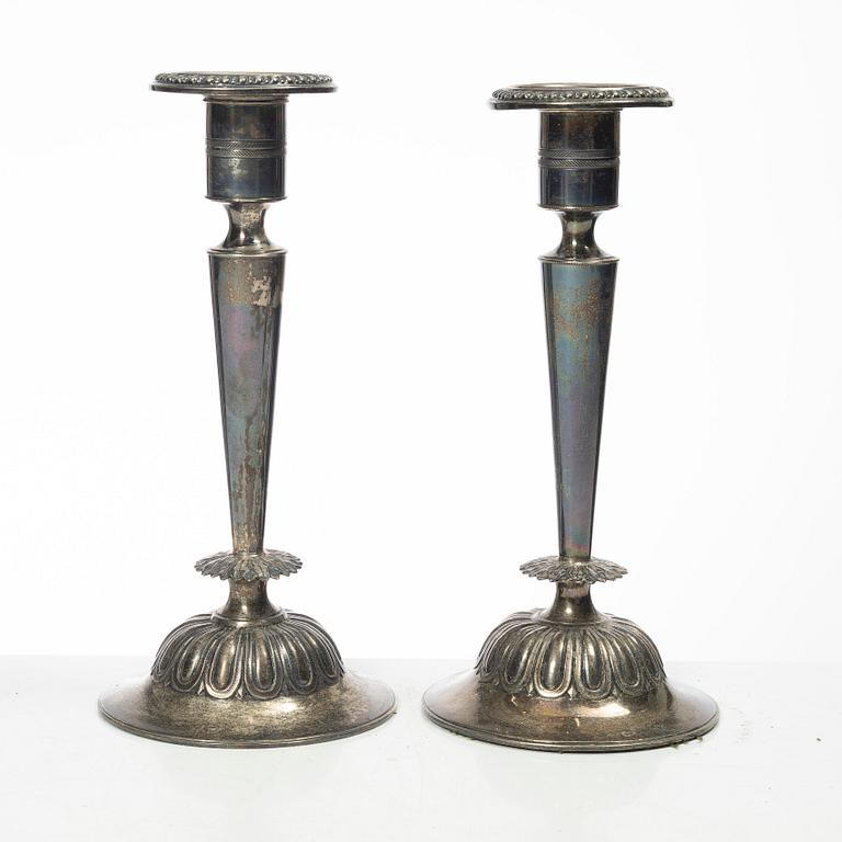 Four pairs och Swedish silver candlesticks, 19th-20th century.