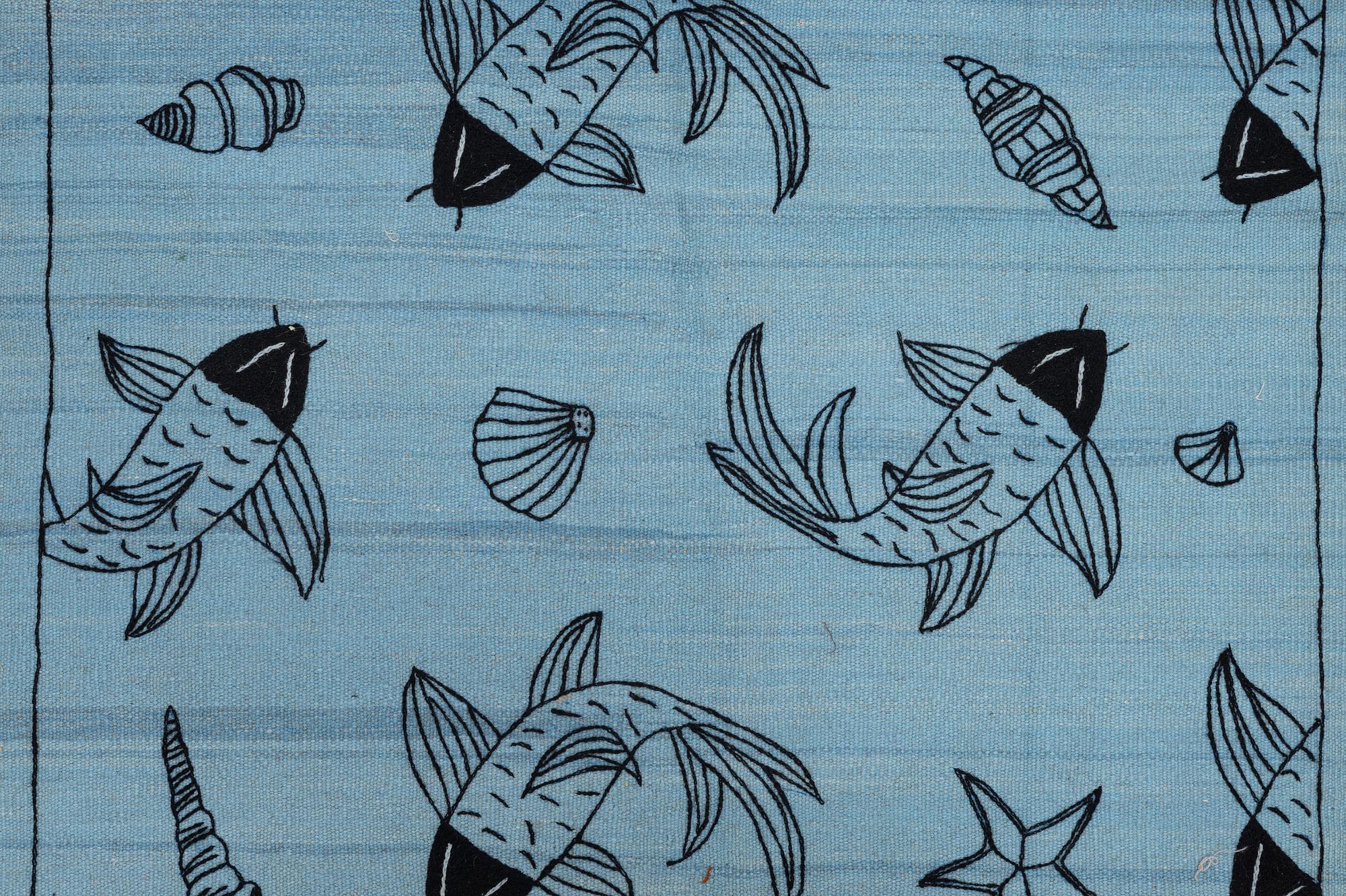 Rug, hand-embroidered Kelim, approx. 182 x 118 cm.