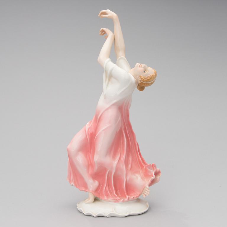 A porcelain figurine dancer, Porzellanfabrik Karl Ens, Volkstedt, Germany, first half of the 20th century.