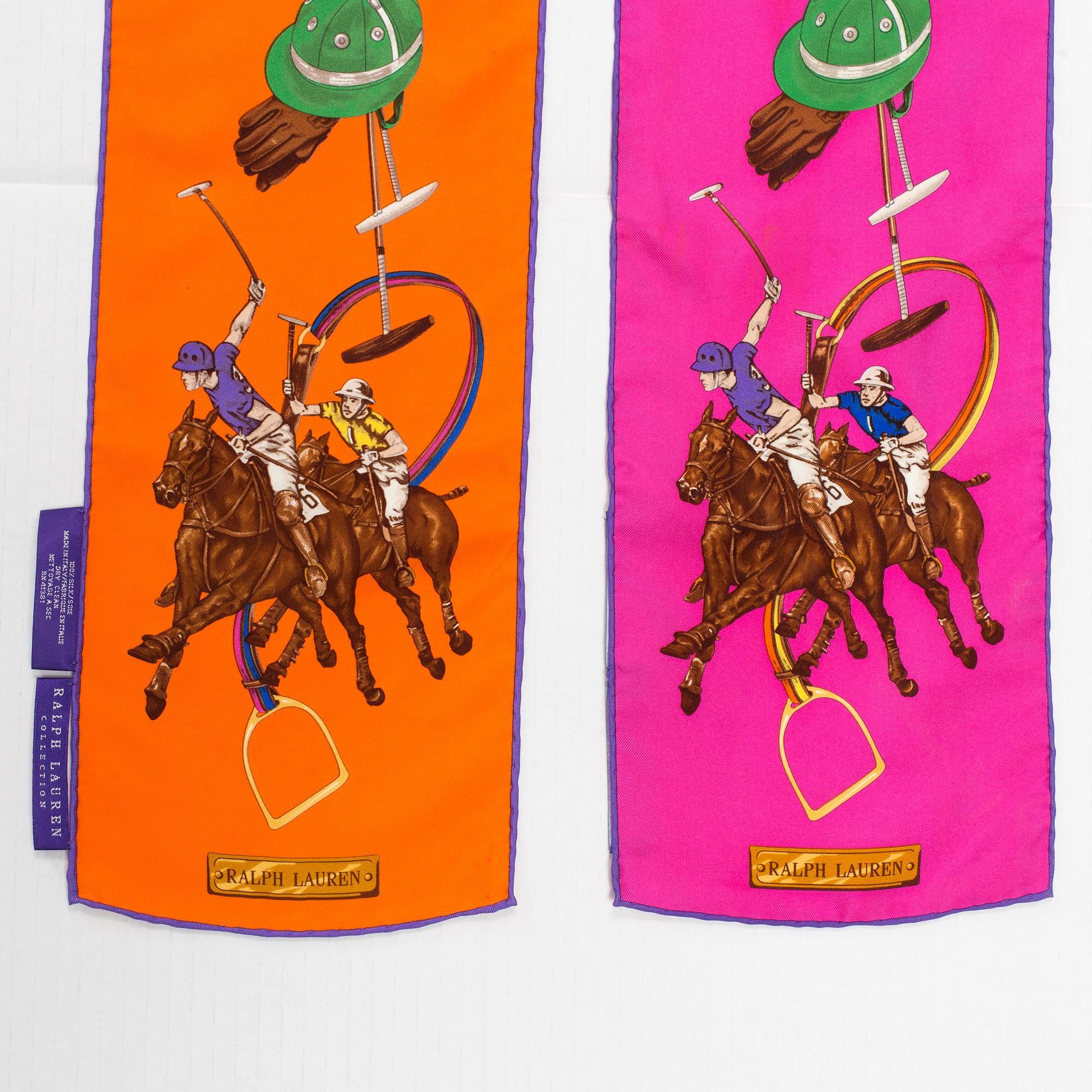 Three silk scarves by Ralph Lauren.