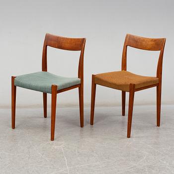 YNGVE EKSTRÖM, six Swedish teak mid 20th century dining chairs "Kontiki".