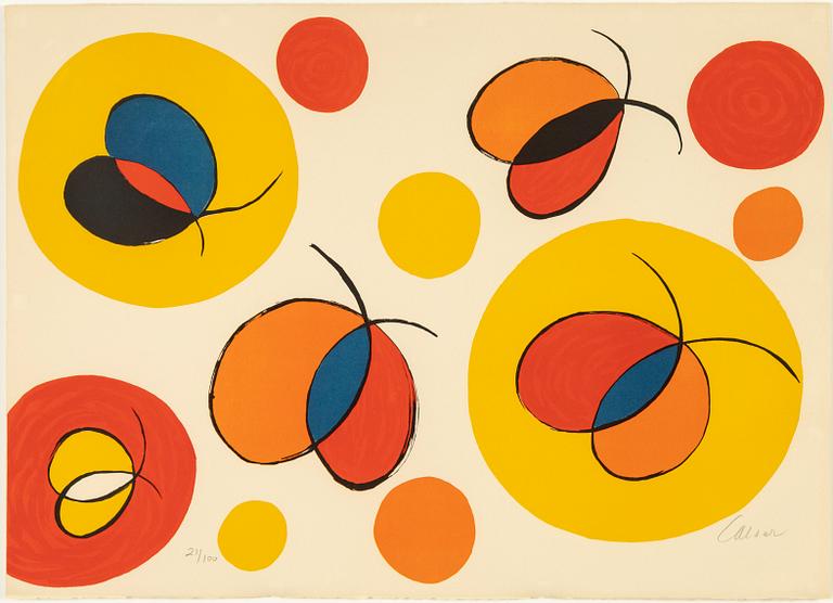 Alexander Calder, färglitografi ur "La Mémoire Élémentaire", signerad and numbered 21/100.