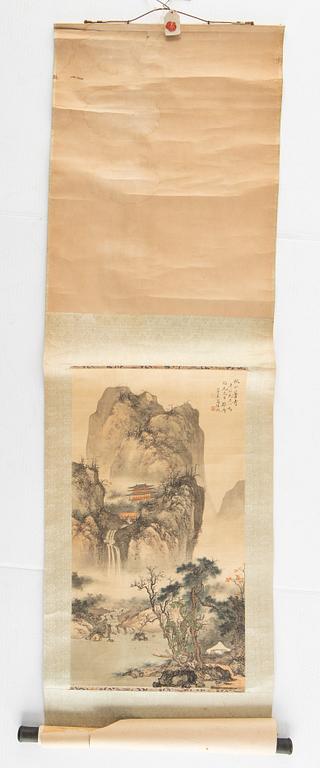 A Japanese scroll painting by unidetified artist, circa 1900.