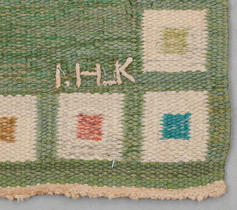 RUG. Flat weave. 224,5 x 139,5 cm. Signed I.H-K.