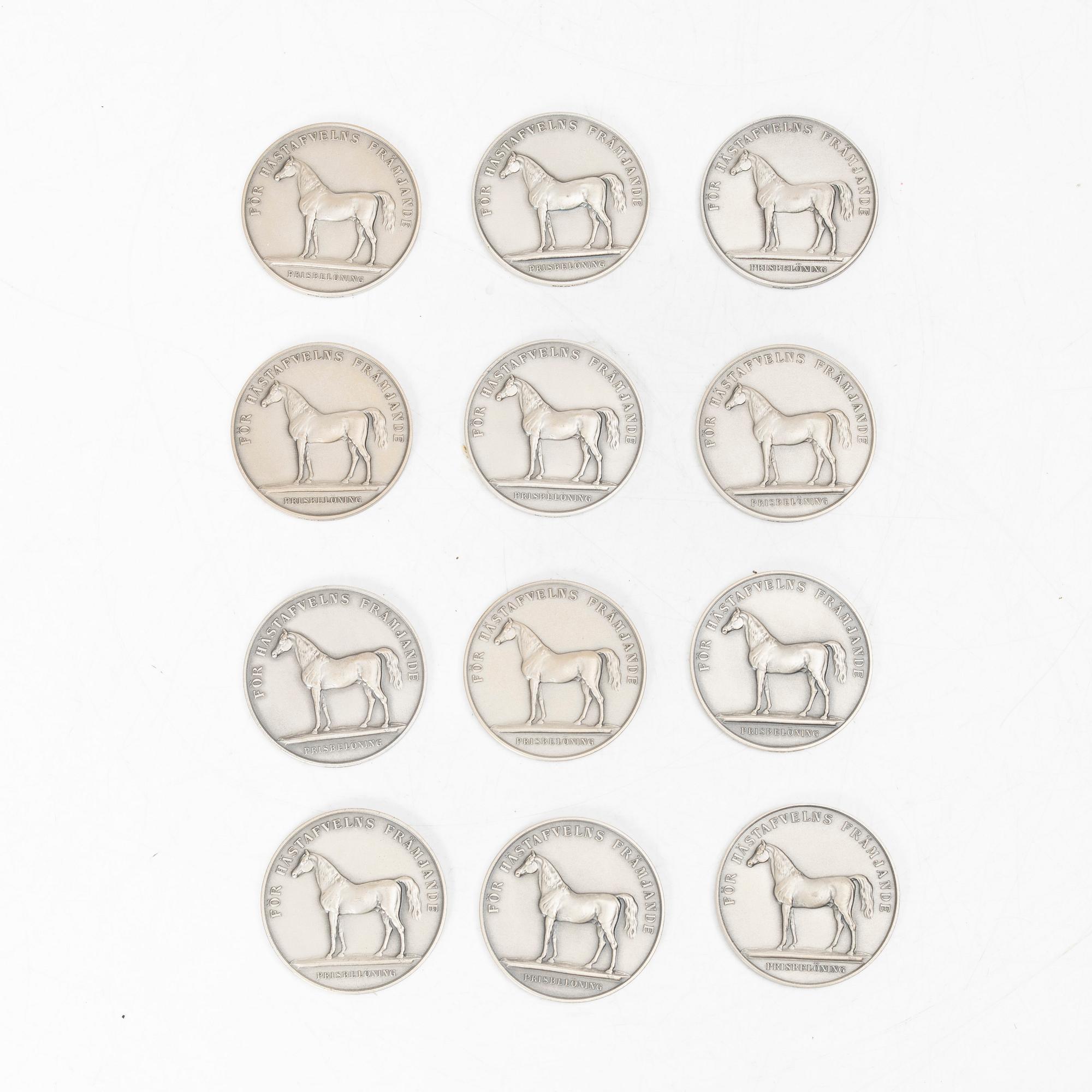 Medaljer, 12 st, silver, Sporrong, Stockholm 1957-1962.