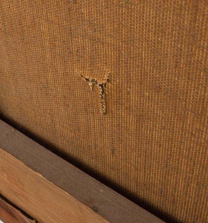 Axel Borg, Winter landscape with a moose family.