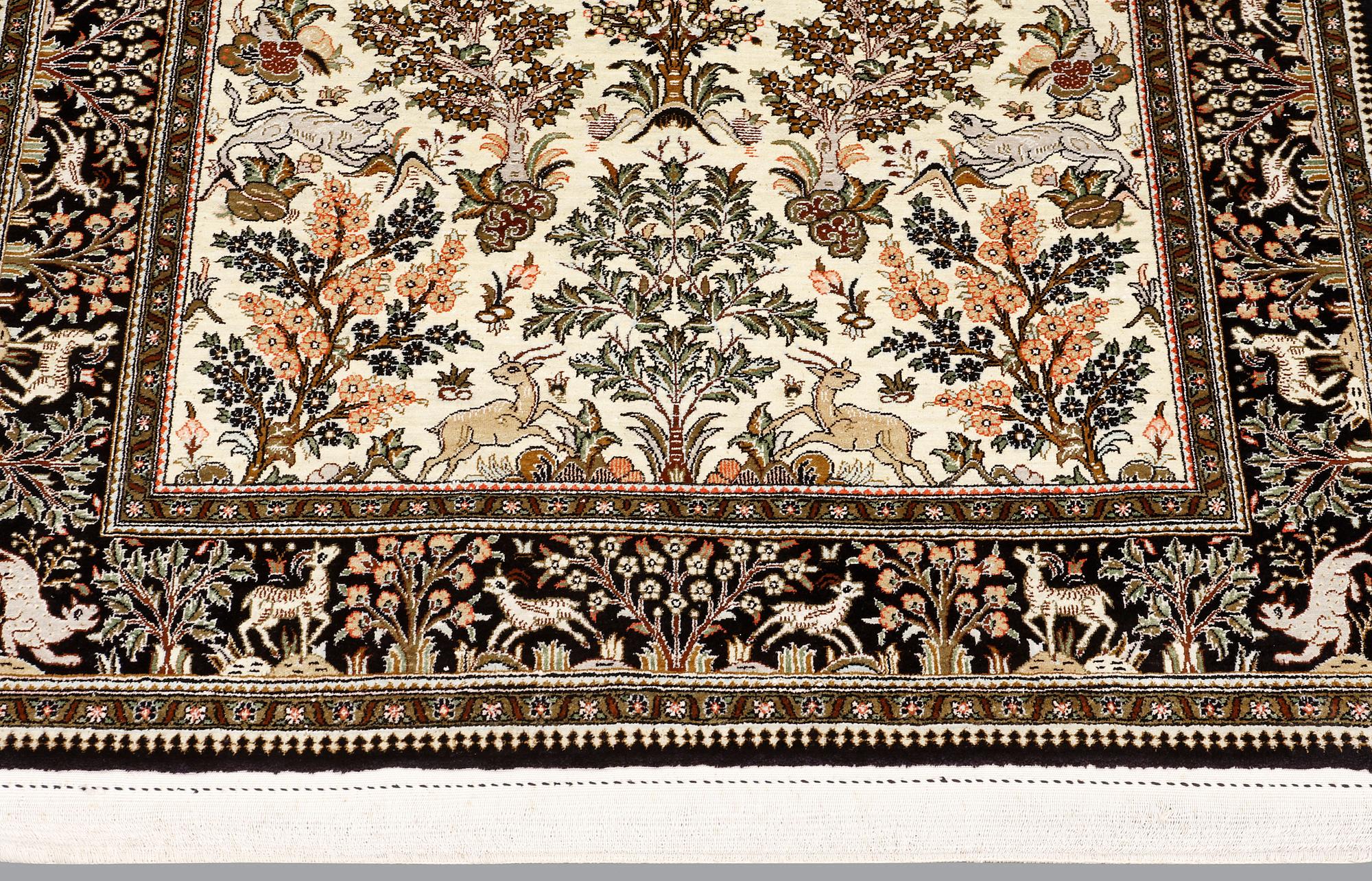 A carpet, Figural Silk Qum, ca 163 x 105 cm.