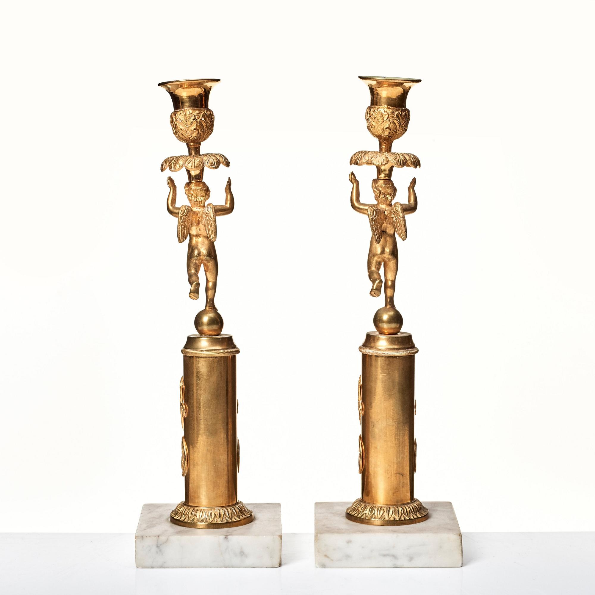 A pair of late Gustavian candlesticks.