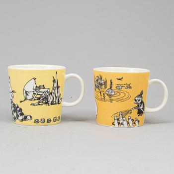 Two Moomin Characters porcelain mugs from Arabia, Finland, 1990-96.