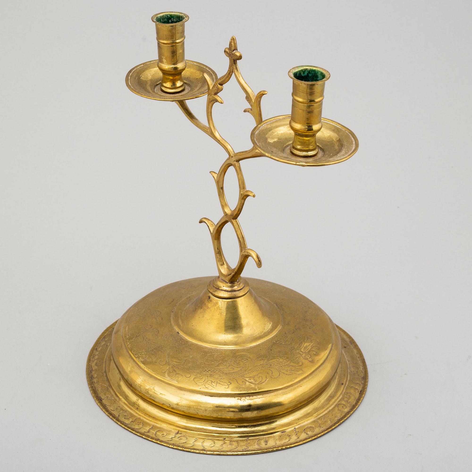 a 19th century brass candelabra.